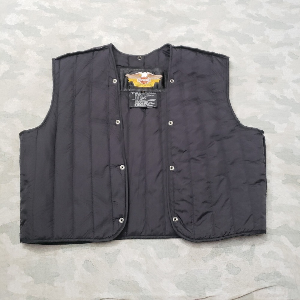 Harley Davidson Quilted Liner Vest Womens Medium Black Biker Riding Snap
